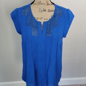 #41 NWOT Daniel Rainn blue Embroidered top